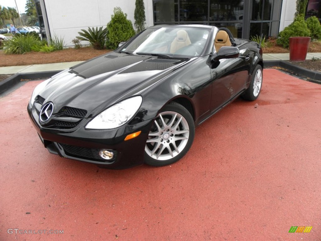 2009 SLK 300 Roadster - Black / Black/Beige photo #1