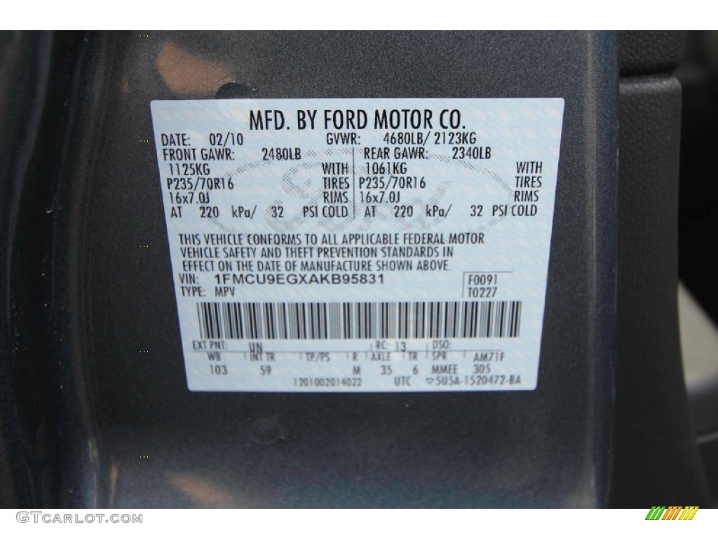 2010 Escape Color Code UN for Steel Blue Metallic Photo #62297783