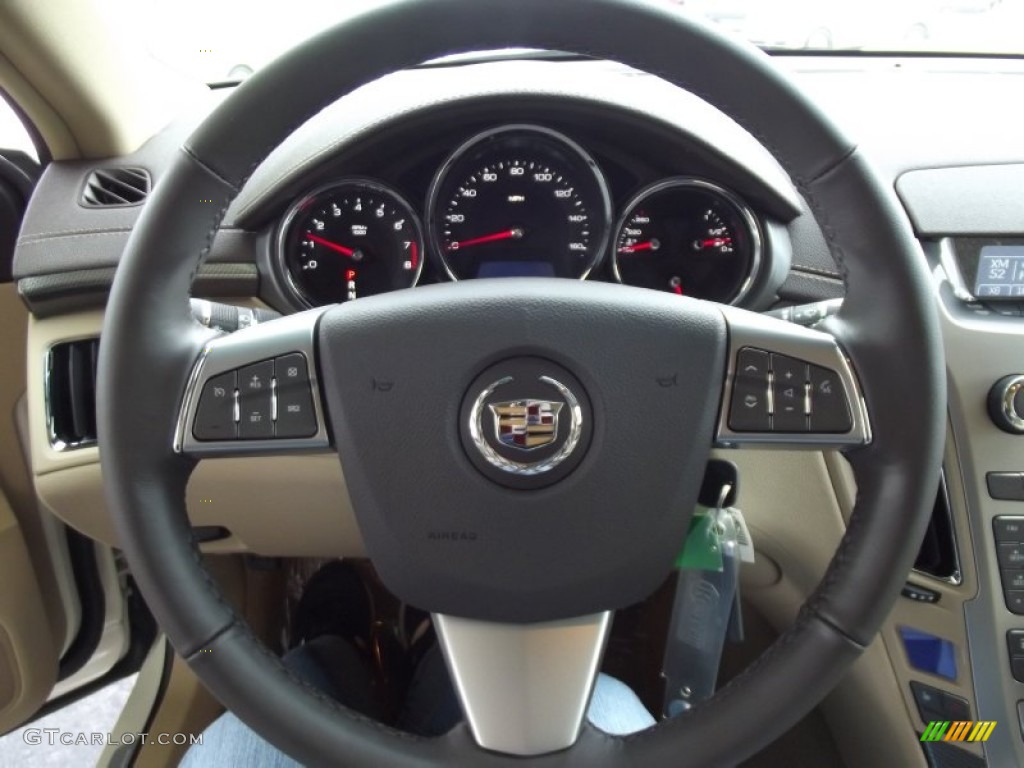 2012 Cadillac CTS 3.6 Sedan Cashmere/Cocoa Steering Wheel Photo #62299112