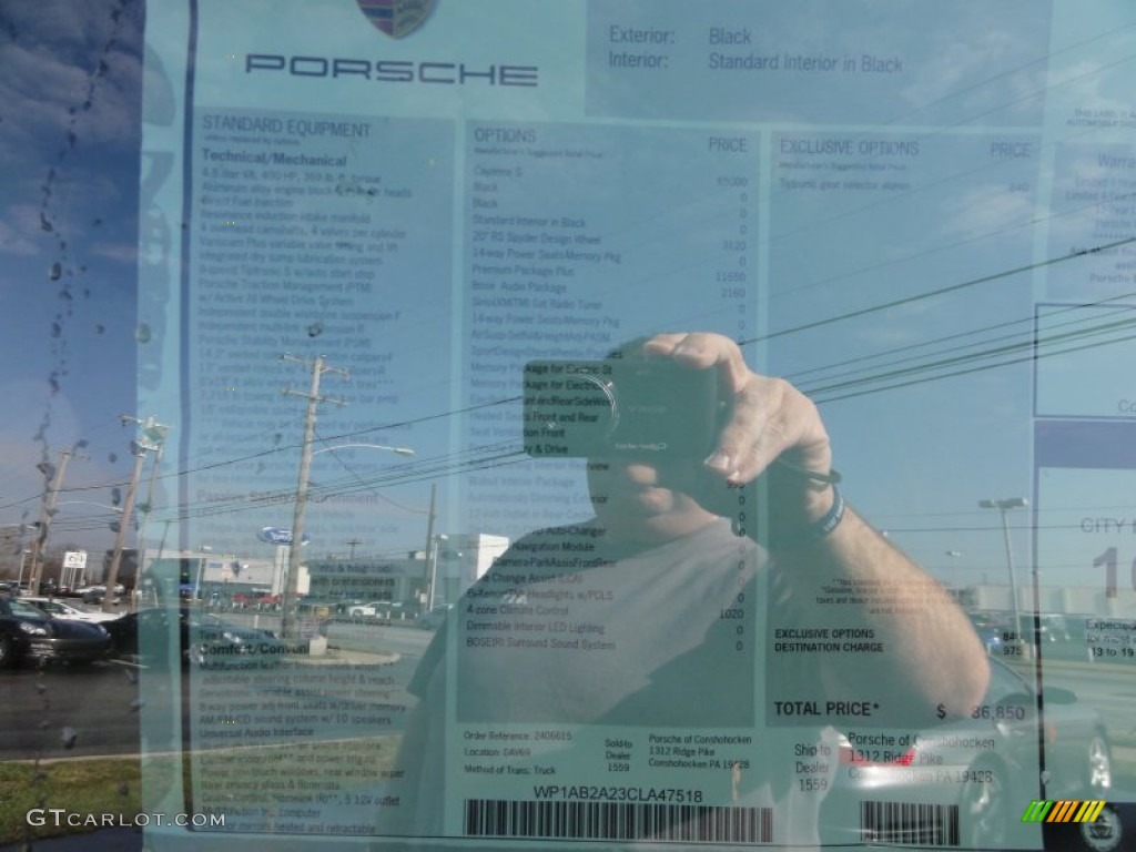 2012 Porsche Cayenne S Window Sticker Photo #62299625