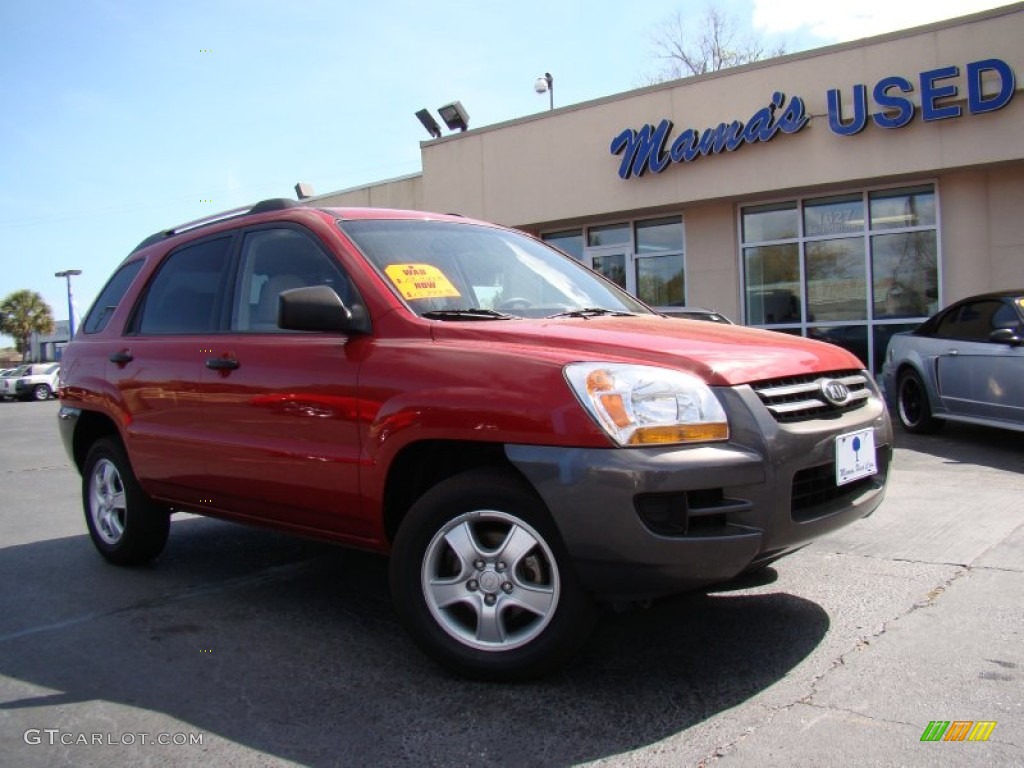 2007 Sportage LX - Volcanic Red / Beige photo #29