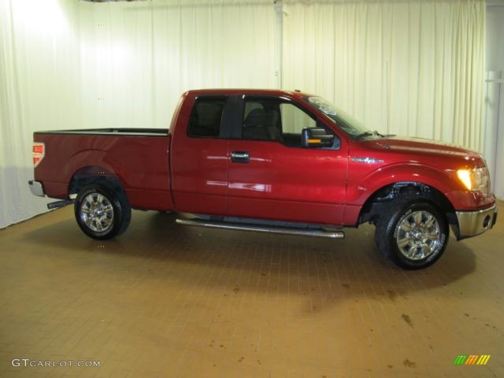 2010 F150 XLT SuperCab - Red Candy Metallic / Medium Stone photo #2