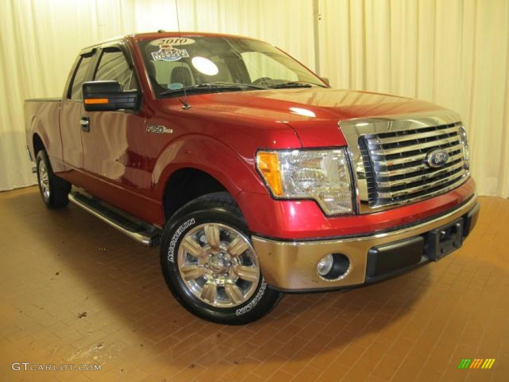 2010 F150 XLT SuperCab - Red Candy Metallic / Medium Stone photo #3