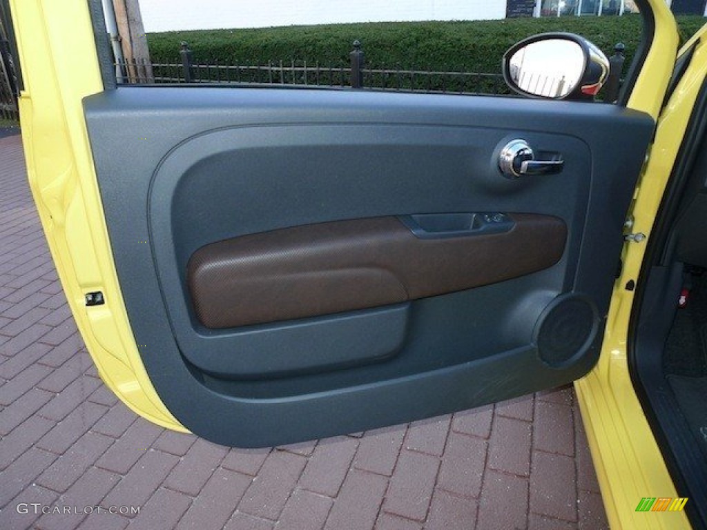 2012 Fiat 500 Sport Sport Tessuto Marrone/Nero (Brown/Black) Door Panel Photo #62308847