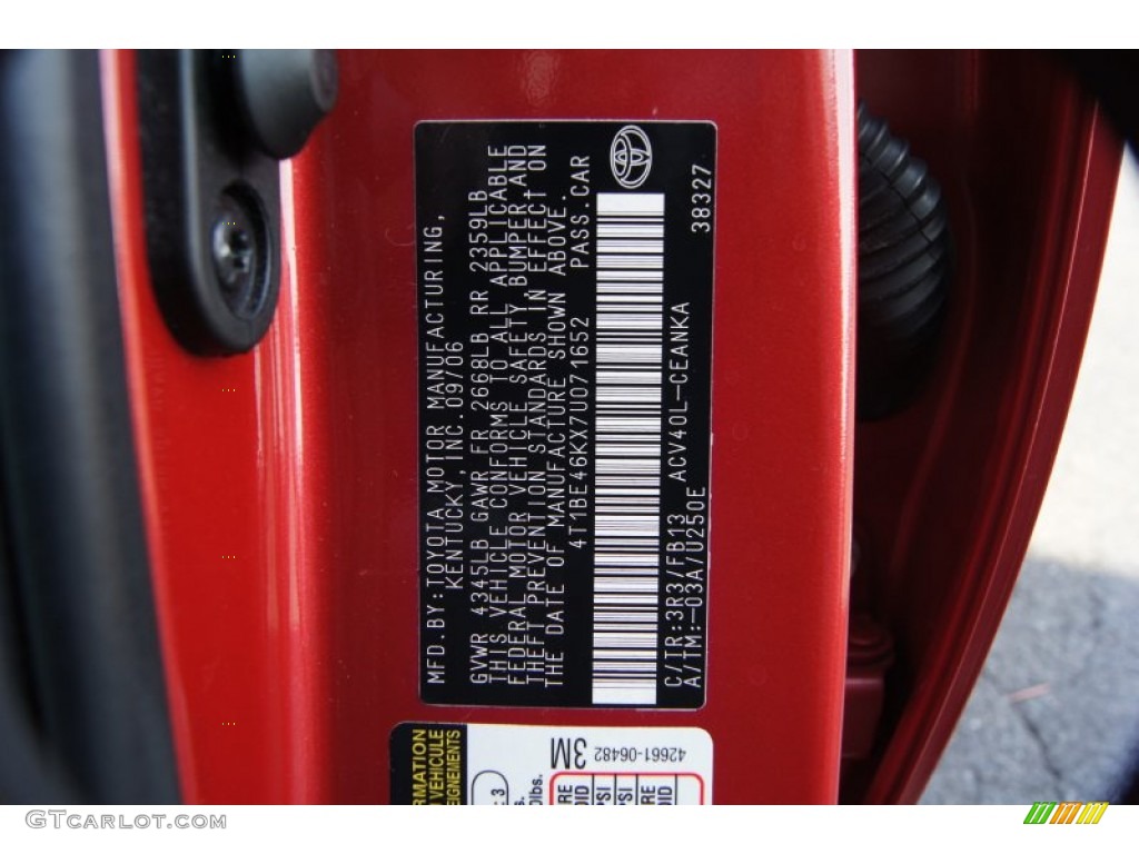 2007 Toyota Camry SE Parts Photos