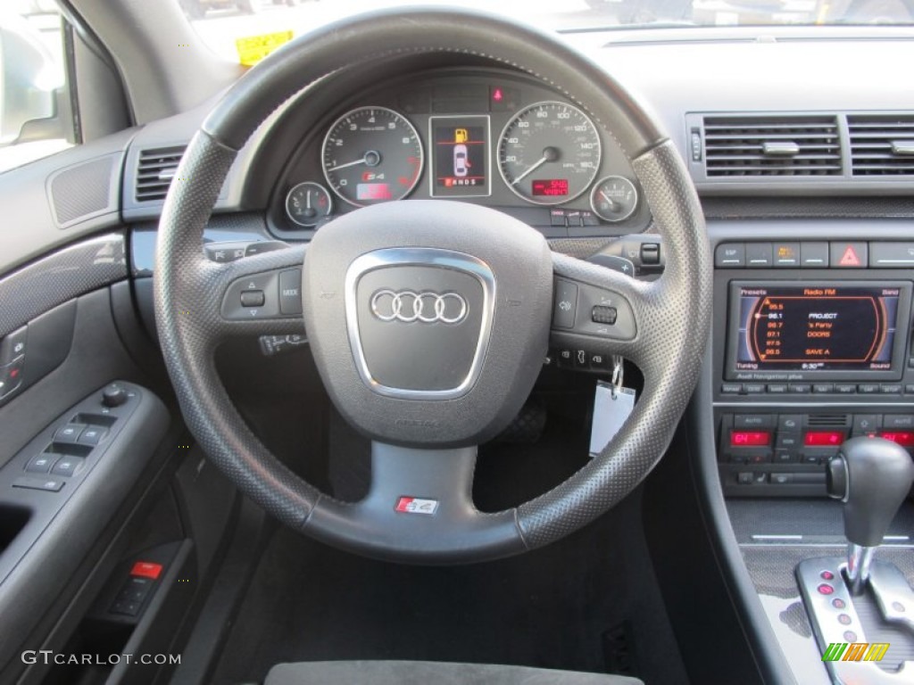 2008 Audi S4 4.2 quattro Sedan Black/Black Steering Wheel Photo #62320253