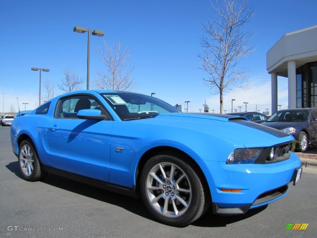 Grabber Blue 2010 Ford Mustang GT Premium Coupe Exterior Photo #62328003