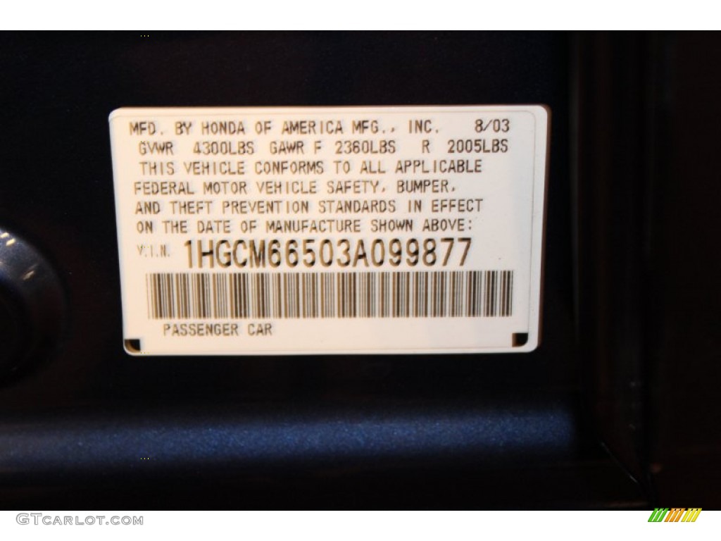 2003 Accord EX V6 Sedan - Eternal Blue Pearl / Black photo #26