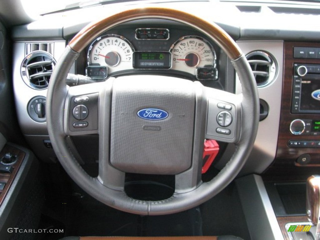 2008 Ford Expedition Limited Charcoal Black/Caramel Steering Wheel Photo #62335300