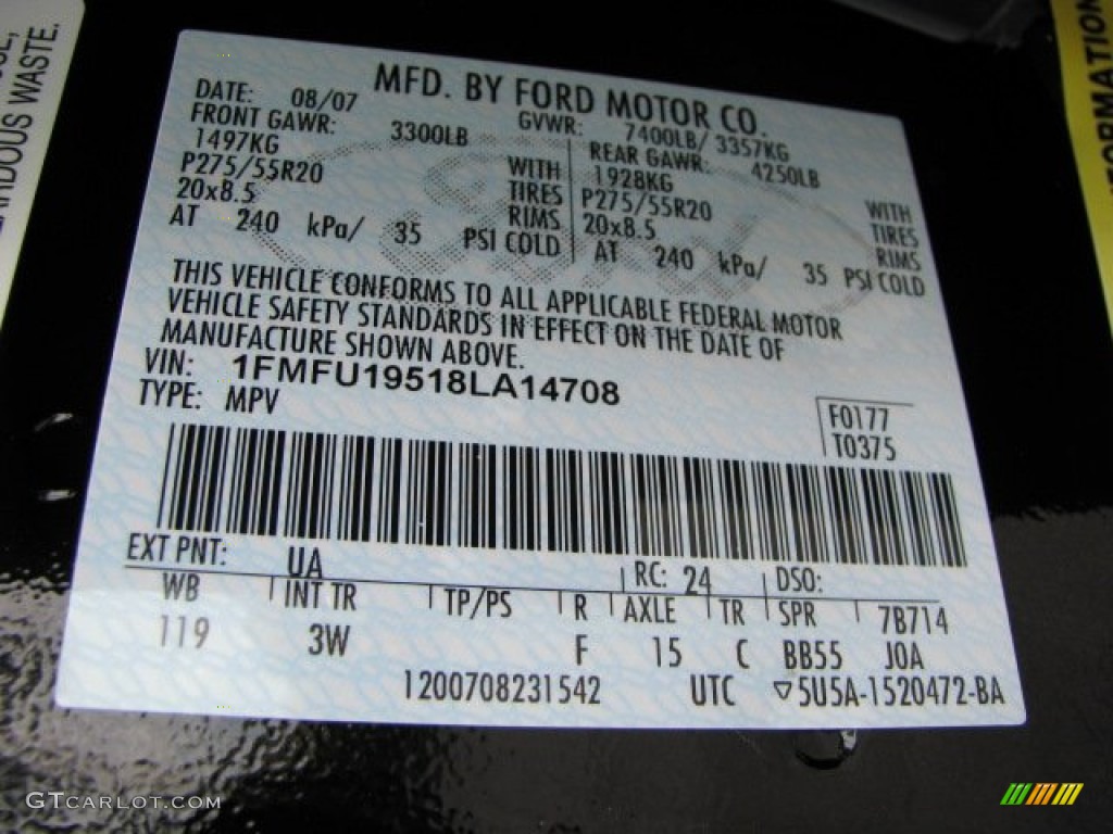 2008 Expedition Color Code UA for Black Photo #62335366