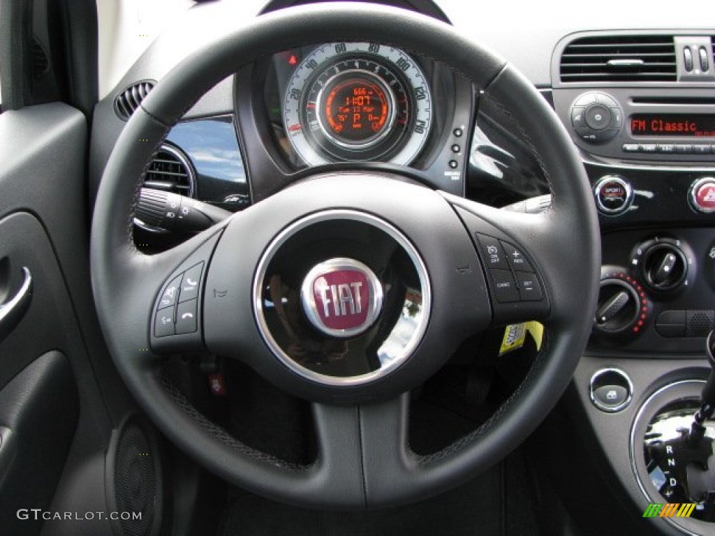 2012 Fiat 500 Pop Tessuto Grigio/Nero (Grey/Black) Steering Wheel Photo #62335555