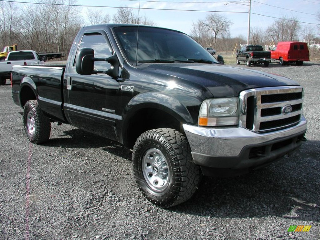 Black 2002 Ford F250 Super Duty XLT Regular Cab 4x4 Exterior Photo #62338034