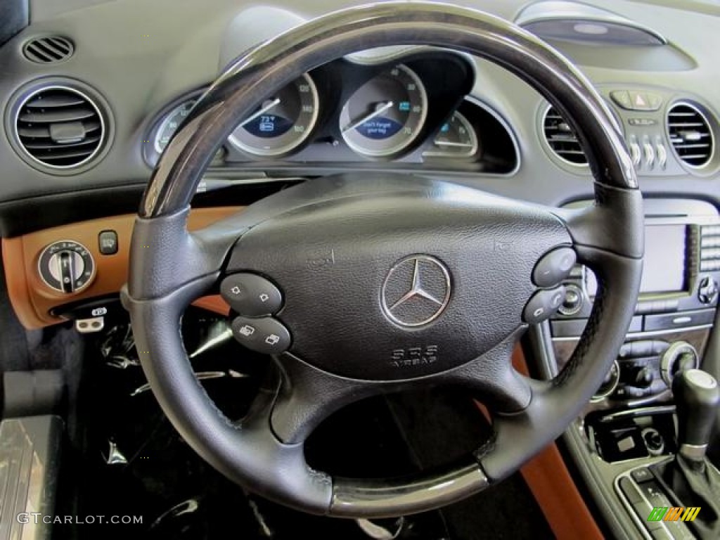 2007 Mercedes-Benz SL 550 Roadster Cognac Brown Steering Wheel Photo #62339297