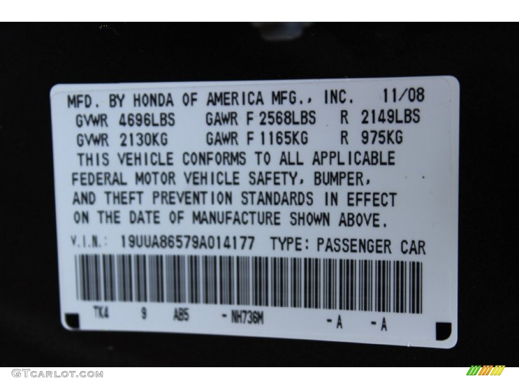 2009 TL Color Code NH736M for Grigio Gray Metallic Photo #62340425