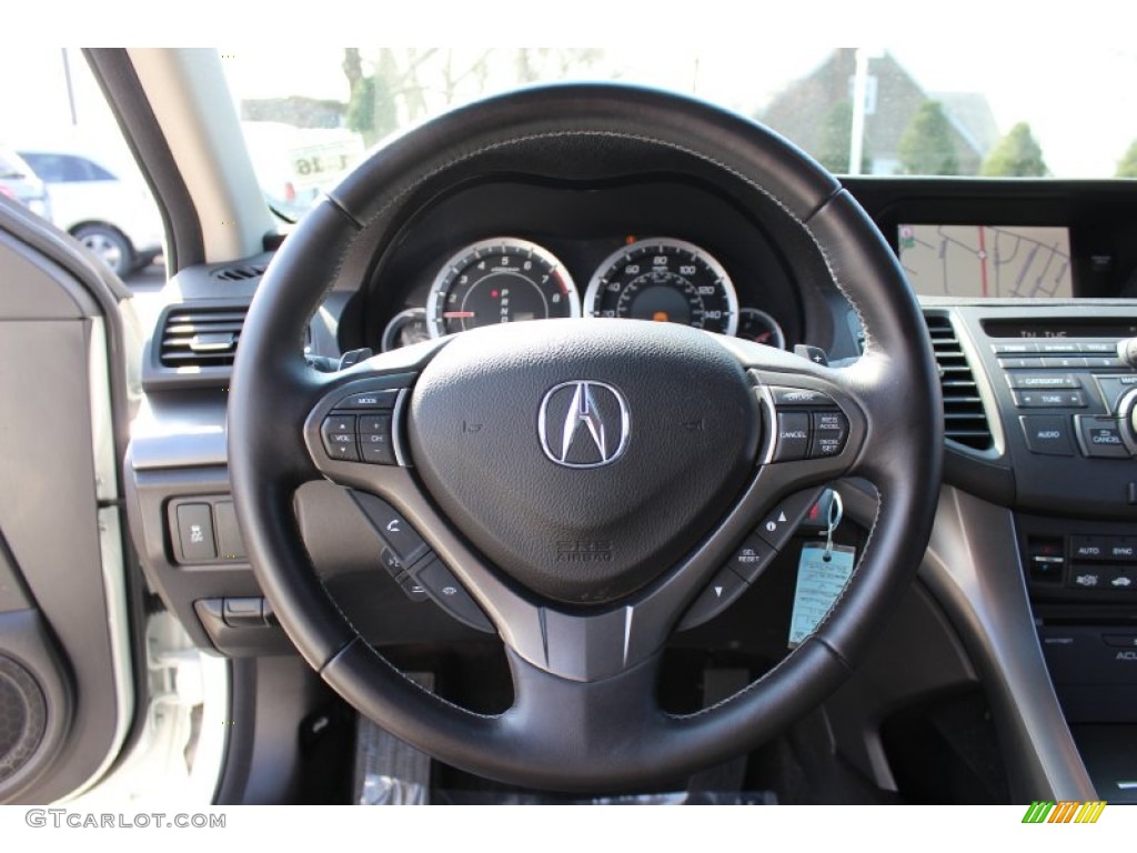 2011 Acura TSX Sedan Ebony Steering Wheel Photo #62340563