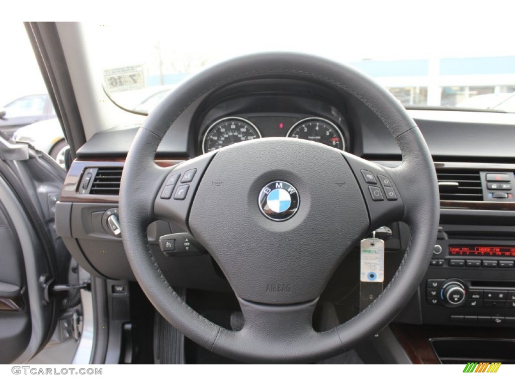 2011 BMW 3 Series 328i xDrive Sedan Black Steering Wheel Photo #62343769