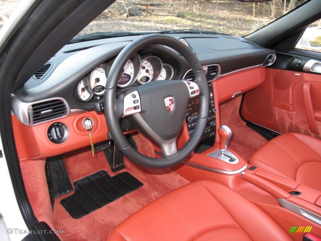 Black/Terracotta Interior 2009 Porsche 911 Turbo Cabriolet Photo #62344110