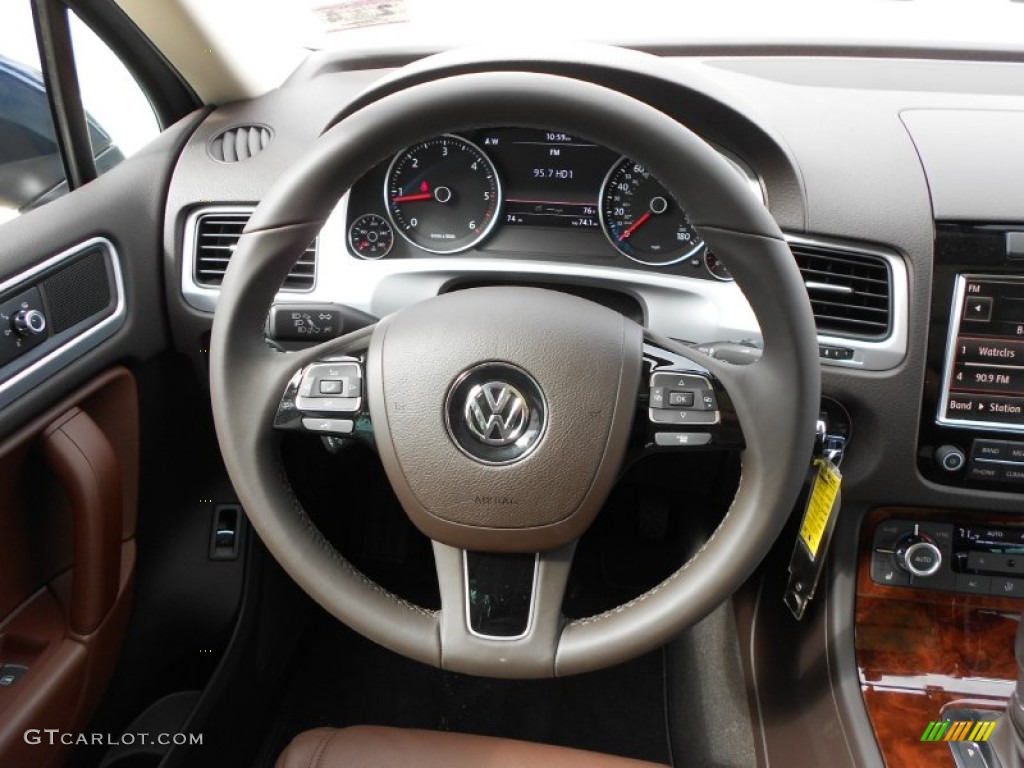 2012 Volkswagen Touareg TDI Lux 4XMotion Saddle Brown Steering Wheel Photo #62345060