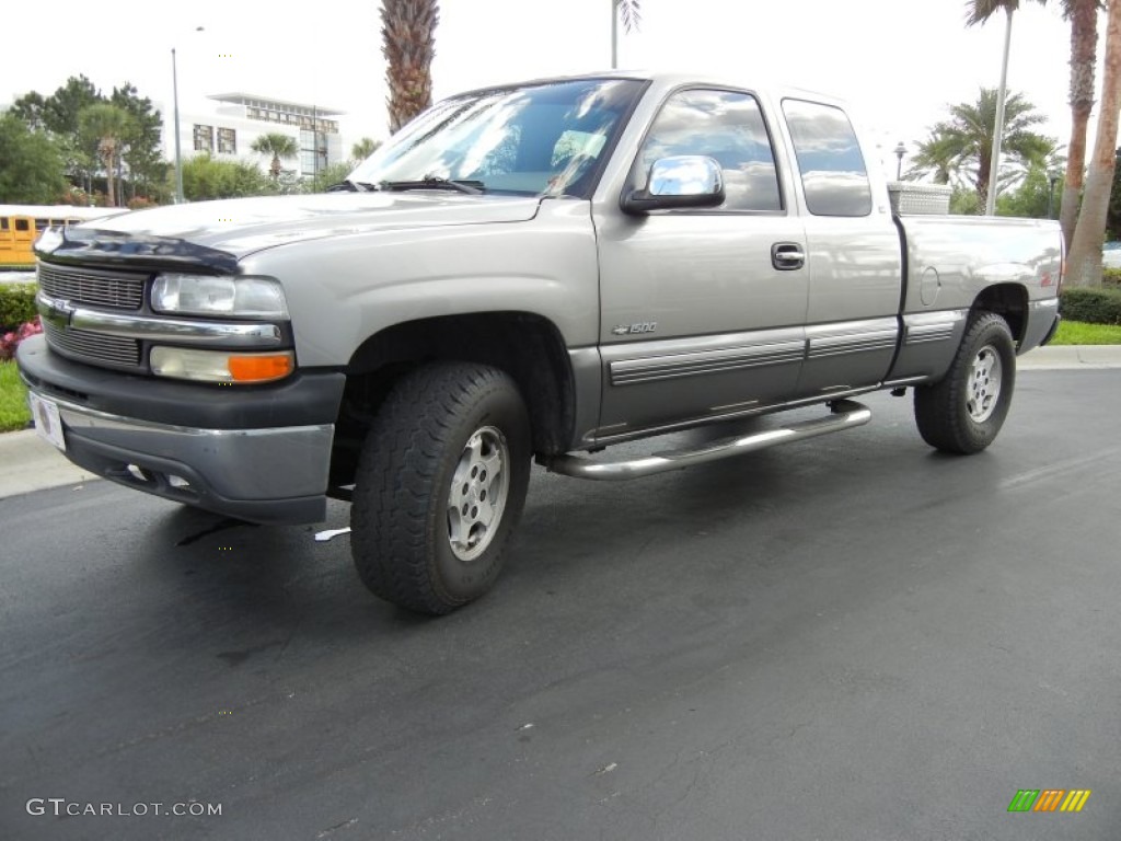 2000 Silverado 1500 LS Extended Cab 4x4 - Light Pewter Metallic / Medium Gray photo #2