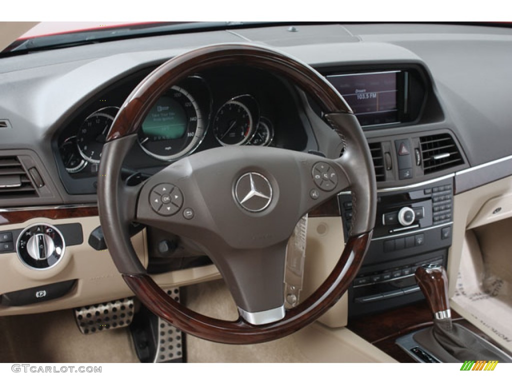2011 Mercedes-Benz E 350 Coupe Almond/Black Steering Wheel Photo #62348082