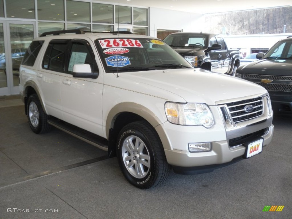 2010 Explorer Eddie Bauer 4x4 - White Suede / Black/Camel photo #1