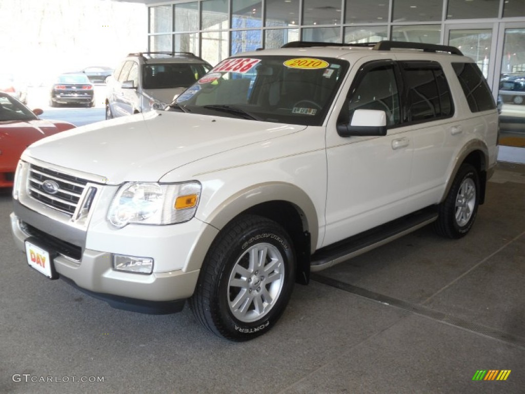 2010 Explorer Eddie Bauer 4x4 - White Suede / Black/Camel photo #3