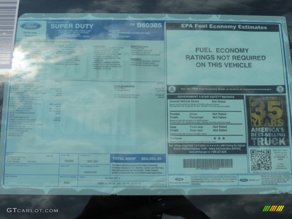 2012 Ford F250 Super Duty Lariat Crew Cab 4x4 Window Sticker Photo #62355980