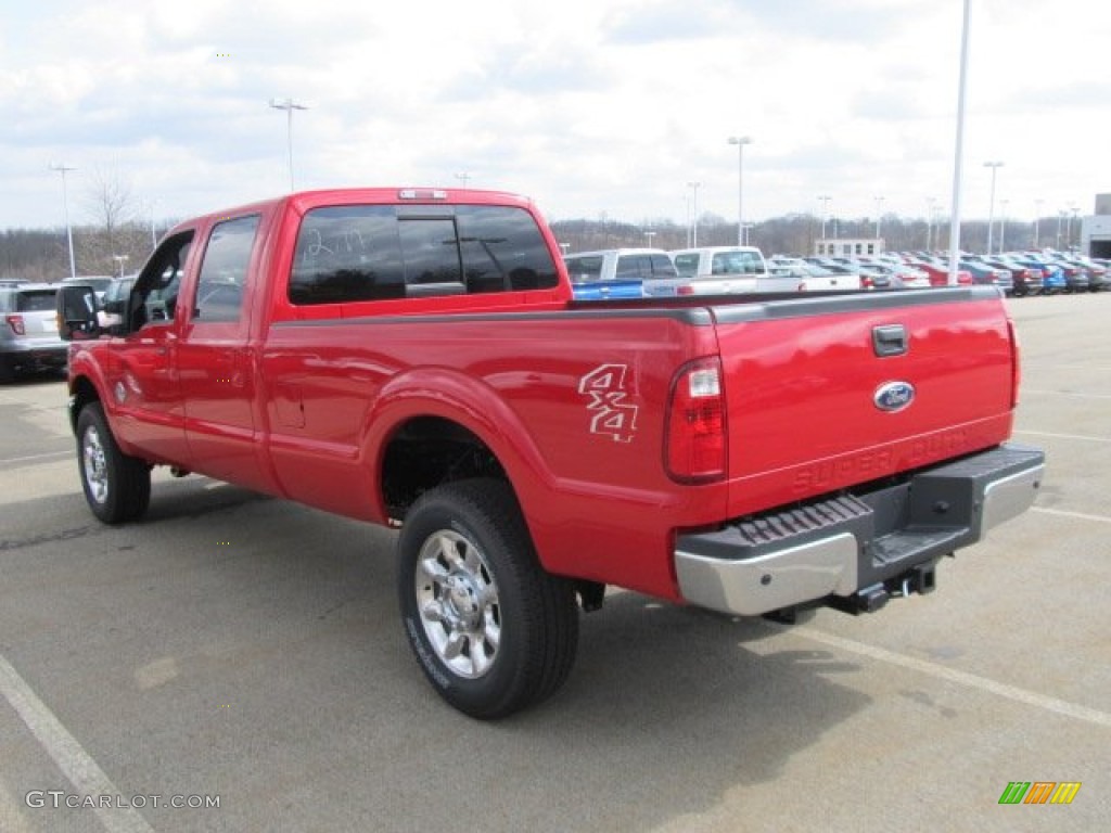 2012 F350 Super Duty Lariat Crew Cab 4x4 - Vermillion Red / Black photo #10