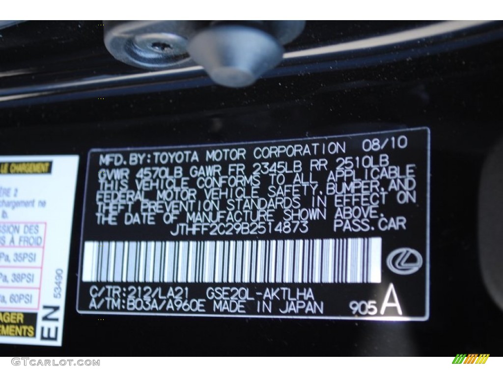 2011 IS Color Code 212 for Obsidian Black Photo #62358301