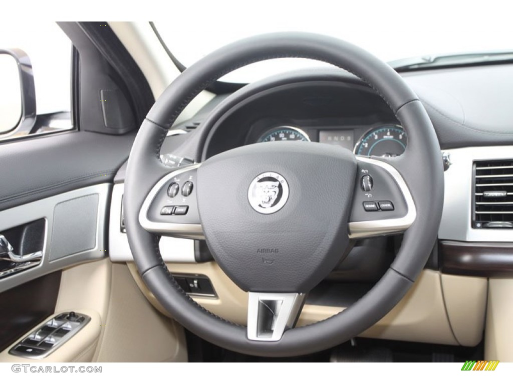 2012 Jaguar XF Standard XF Model Barley/Warm Charcoal Steering Wheel Photo #62361612