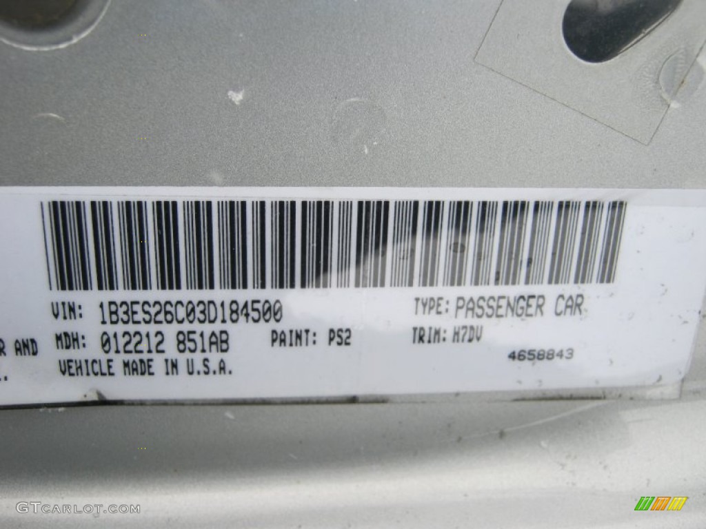2003 Neon Color Code PS2 for Bright Silver Metallic Photo #62361730