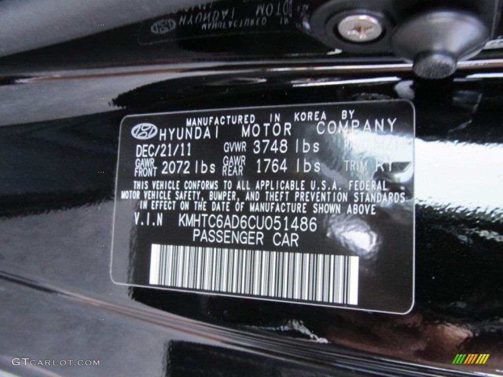 2012 Veloster  - Ultra Black / Black photo #10