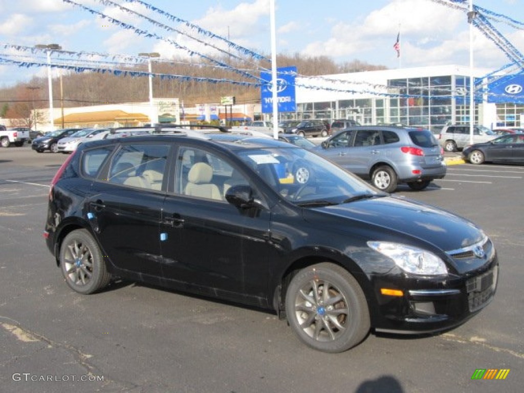 2012 Elantra GLS Touring - Black Noir Pearl / Beige photo #1