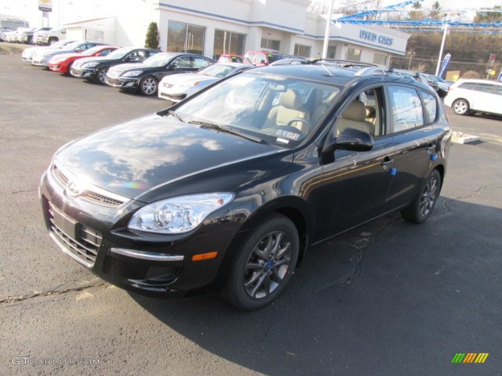 2012 Elantra GLS Touring - Black Noir Pearl / Beige photo #3