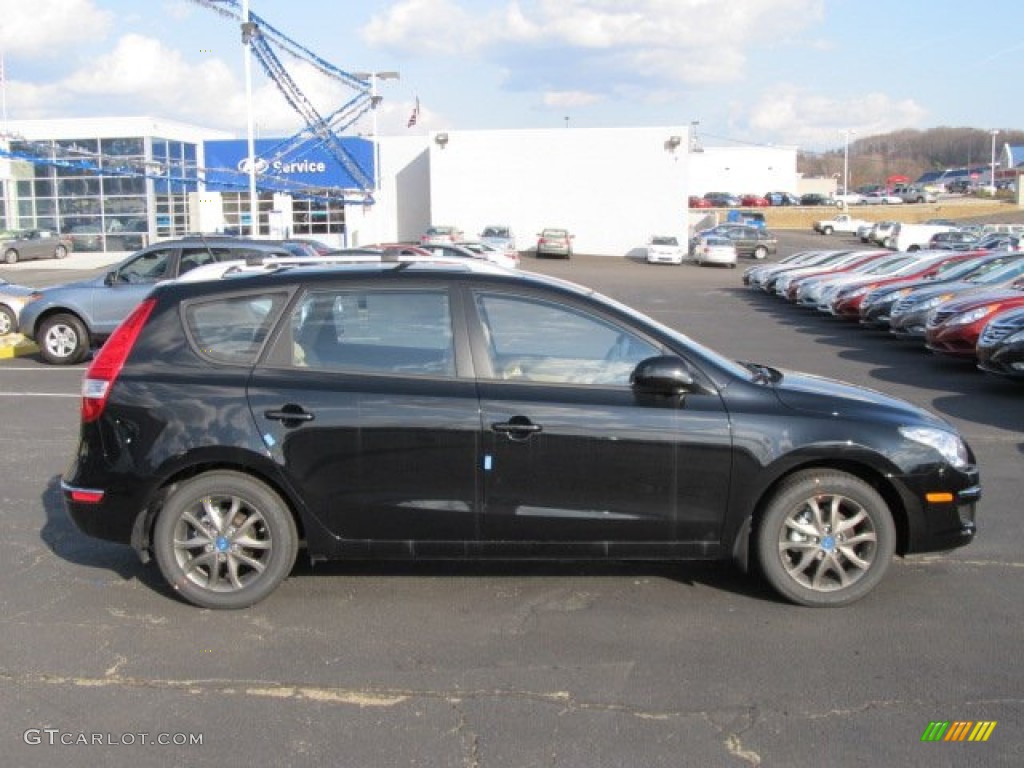 2012 Elantra GLS Touring - Black Noir Pearl / Beige photo #2