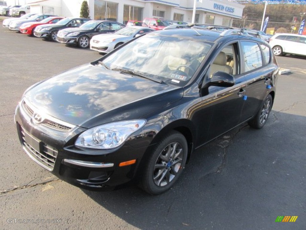 2012 Elantra GLS Touring - Black Noir Pearl / Beige photo #3
