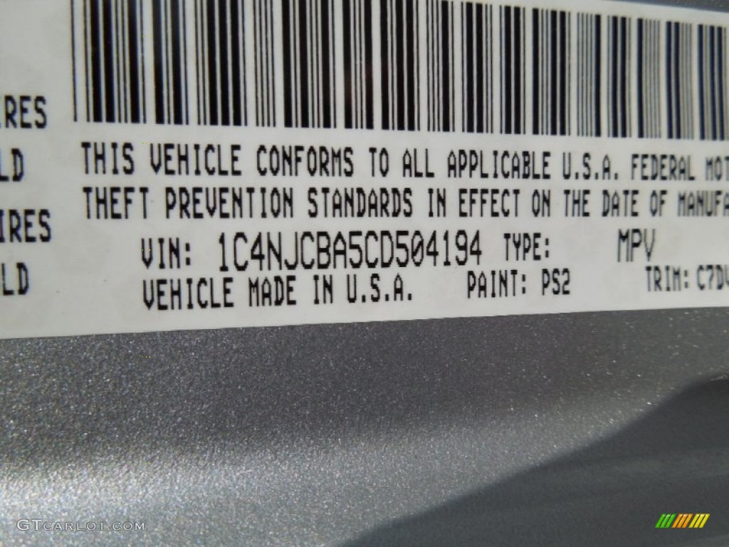 2012 Compass Color Code PS2 for Bright Silver Metallic Photo #62368595