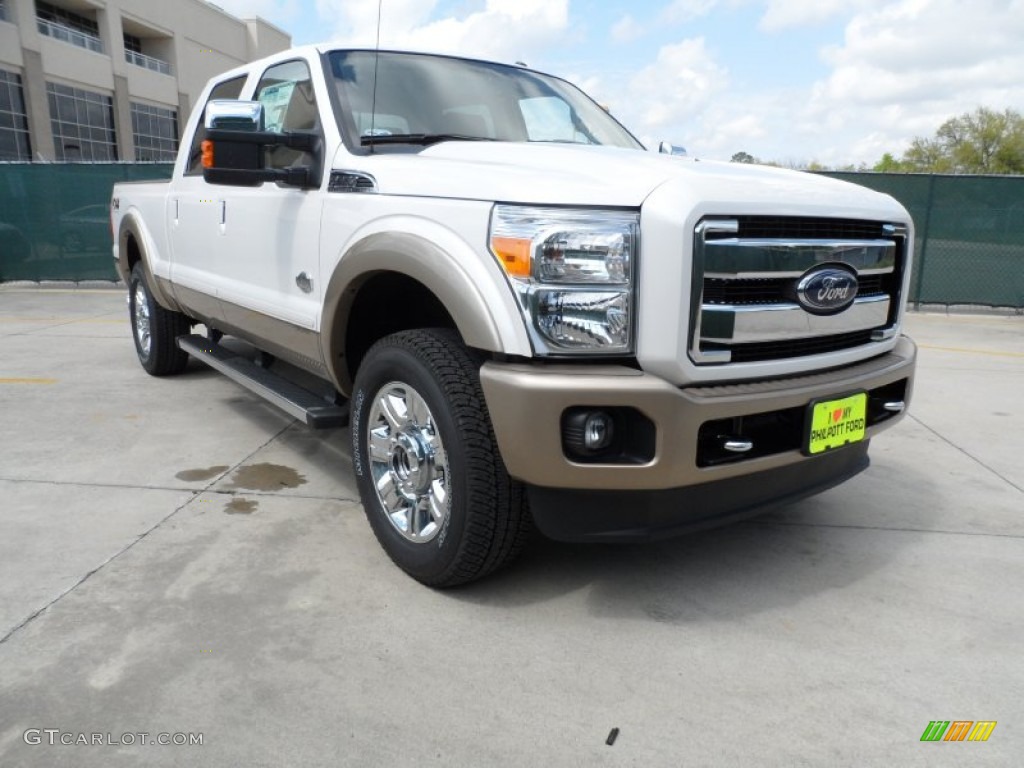 2012 F250 Super Duty King Ranch Crew Cab 4x4 - White Platinum Metallic Tri-Coat / Chaparral Leather photo #1