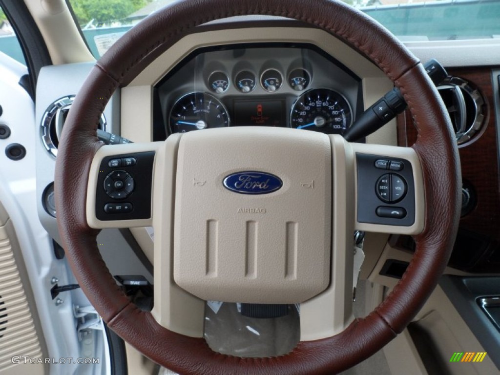 2012 Ford F250 Super Duty King Ranch Crew Cab 4x4 Chaparral Leather Steering Wheel Photo #62369169