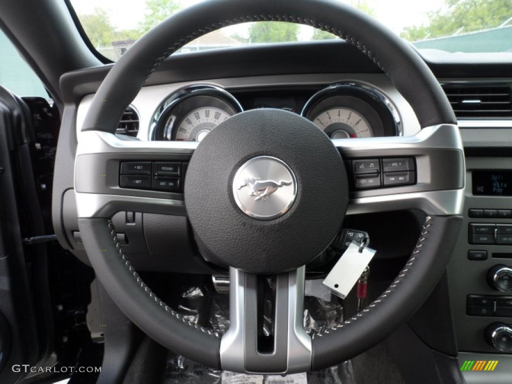 2012 Ford Mustang GT Premium Coupe Charcoal Black Steering Wheel Photo #62369616