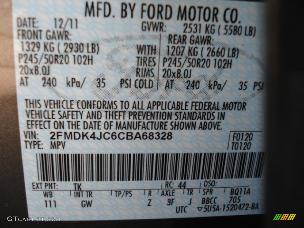 2012 Edge Color Code TK for Mineral Grey Metallic Photo #62375655