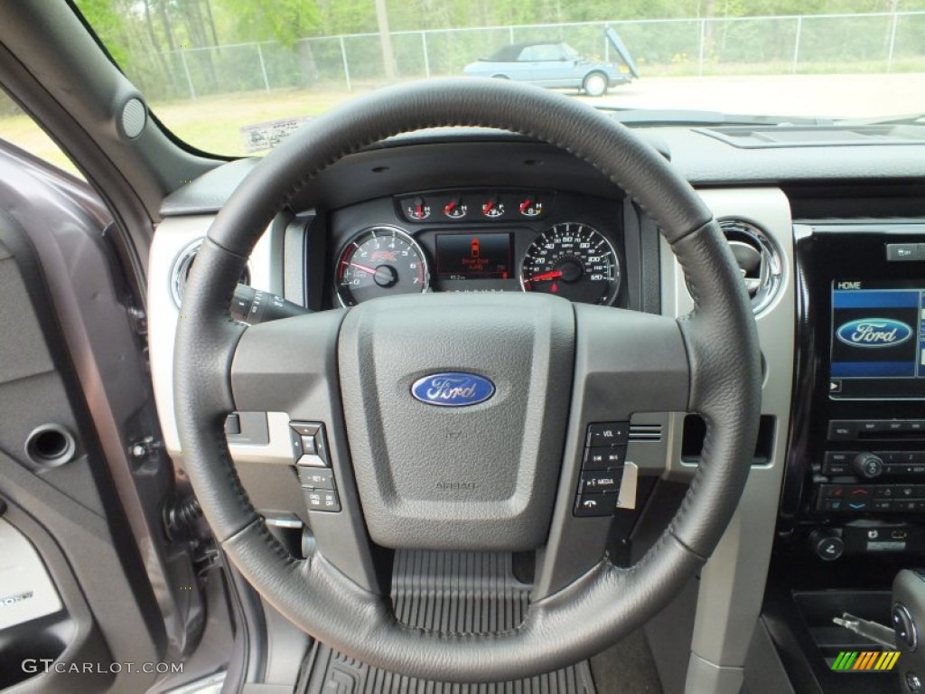 2012 Ford F150 FX4 SuperCrew 4x4 Black Steering Wheel Photo #62380188