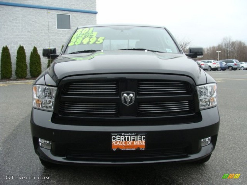 2011 Ram 1500 Sport Crew Cab 4x4 - Brilliant Black Crystal Pearl / Dark Slate Gray photo #2