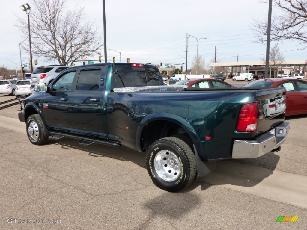 Hunter Green Pearl 2011 Dodge Ram 3500 HD Laramie Crew Cab 4x4 Dually Exterior Photo #62383506