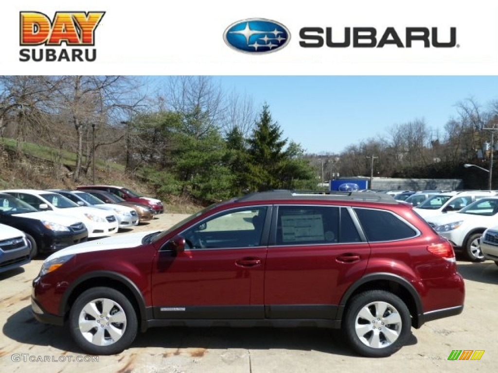 2012 Outback 2.5i Premium - Ruby Red Pearl / Warm Ivory photo #1