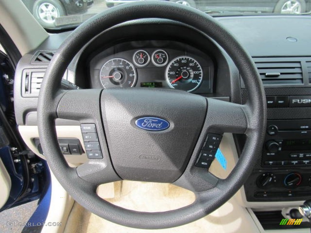2007 Ford Fusion SE V6 Light Stone Steering Wheel Photo #62390904