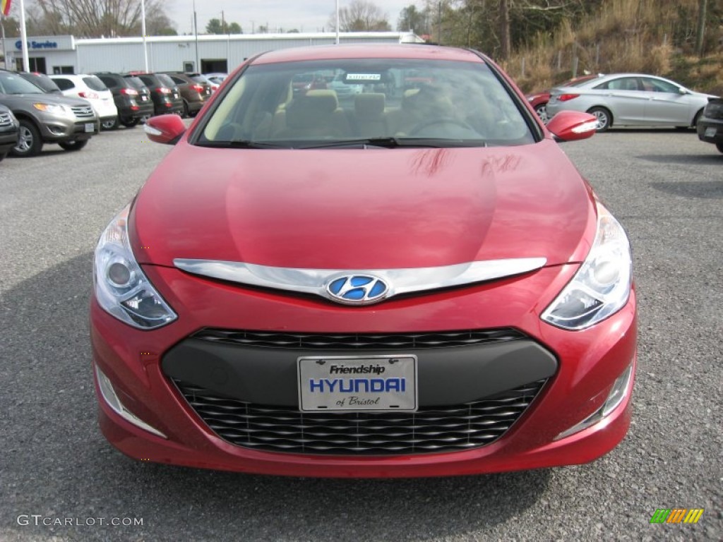 2011 Sonata Hybrid - Venetian Red / Camel photo #3