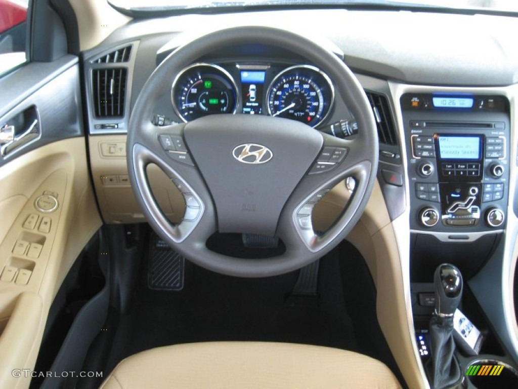 2011 Sonata Hybrid - Venetian Red / Camel photo #22