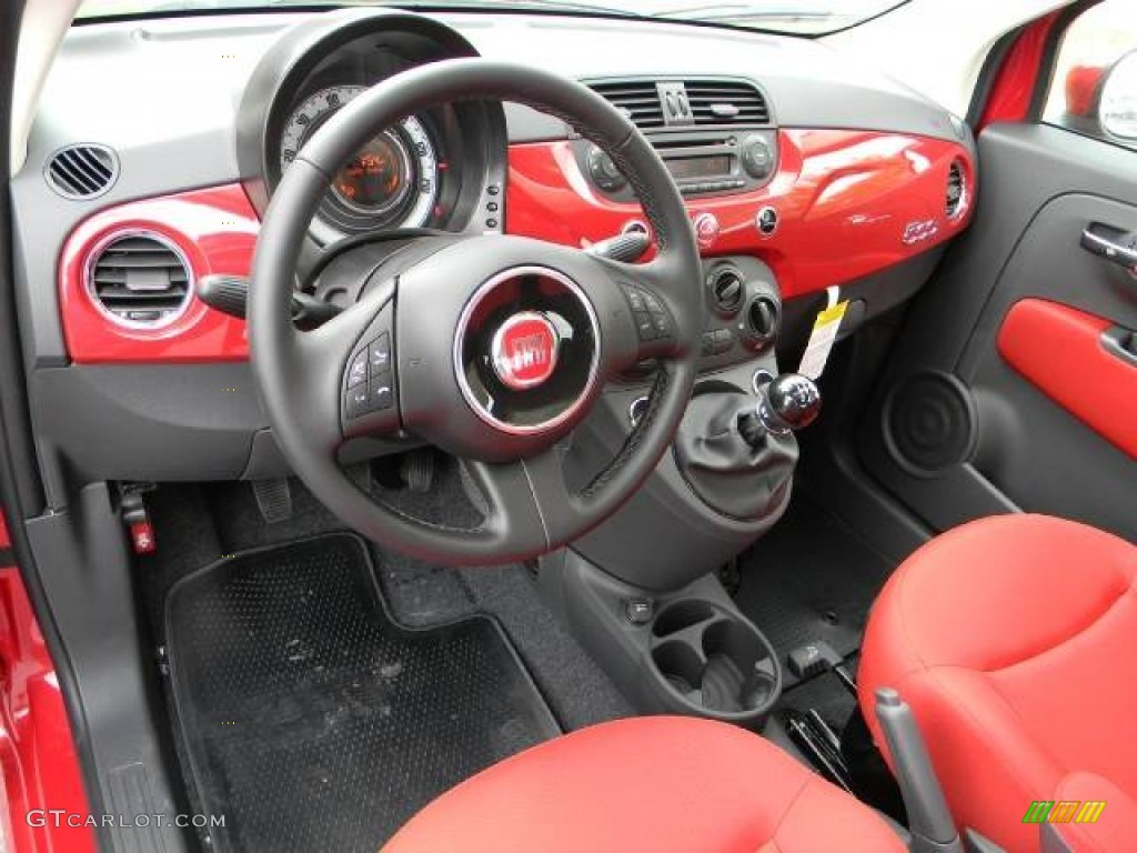 Tessuto Rosso/Nero (Red/Black) Interior 2012 Fiat 500 Pop Photo #62394998