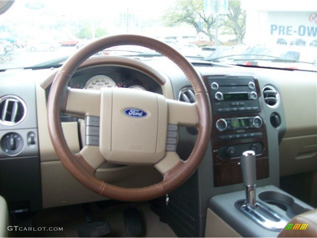 2008 Ford F150 King Ranch SuperCrew 4x4 Tan/Castaño Leather Steering Wheel Photo #62395440